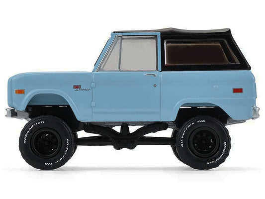 1972 Ford Bronco Custom SUV Light Blue with Black Top "Barrett-Jackson" Series 16 1/64 Diecast Model Car by Greenlight