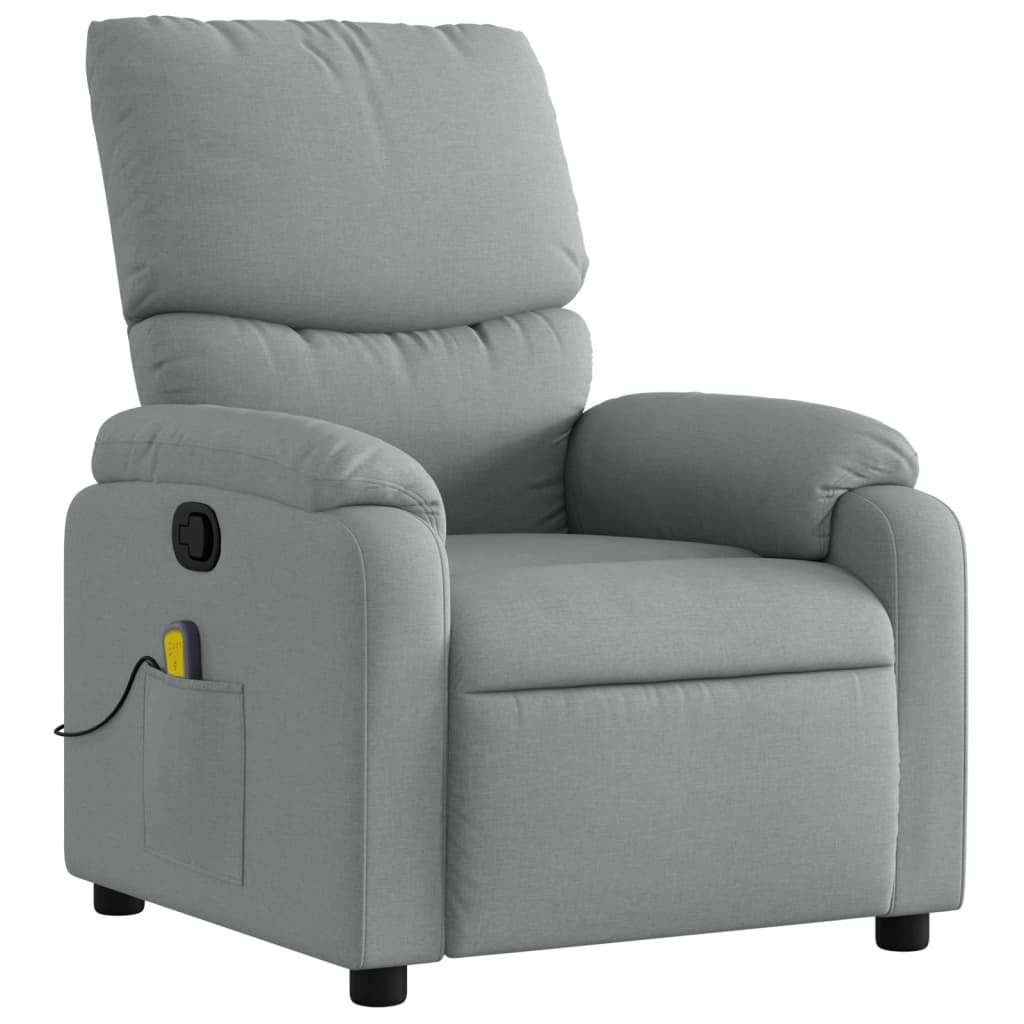 Massage Recliner Chair Light Gray Fabric