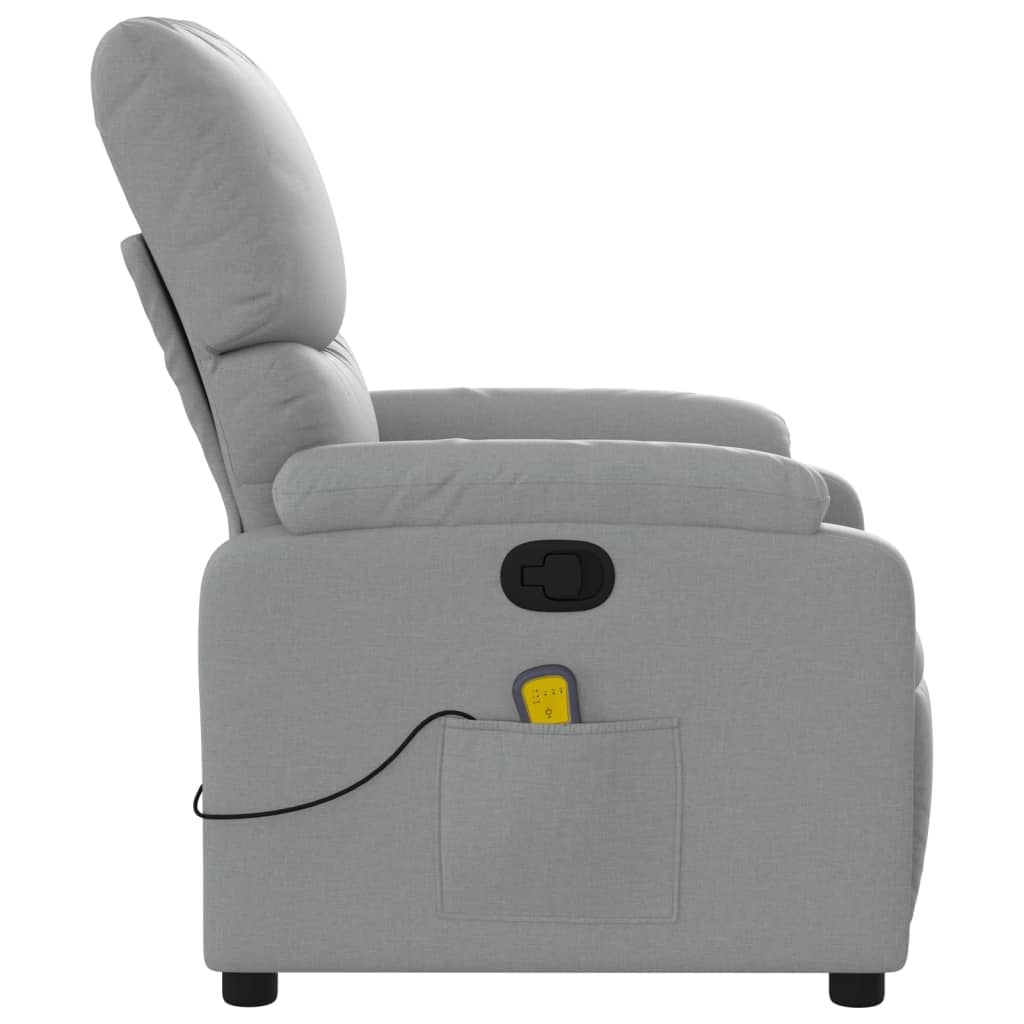 Massage Recliner Chair Light Gray Fabric