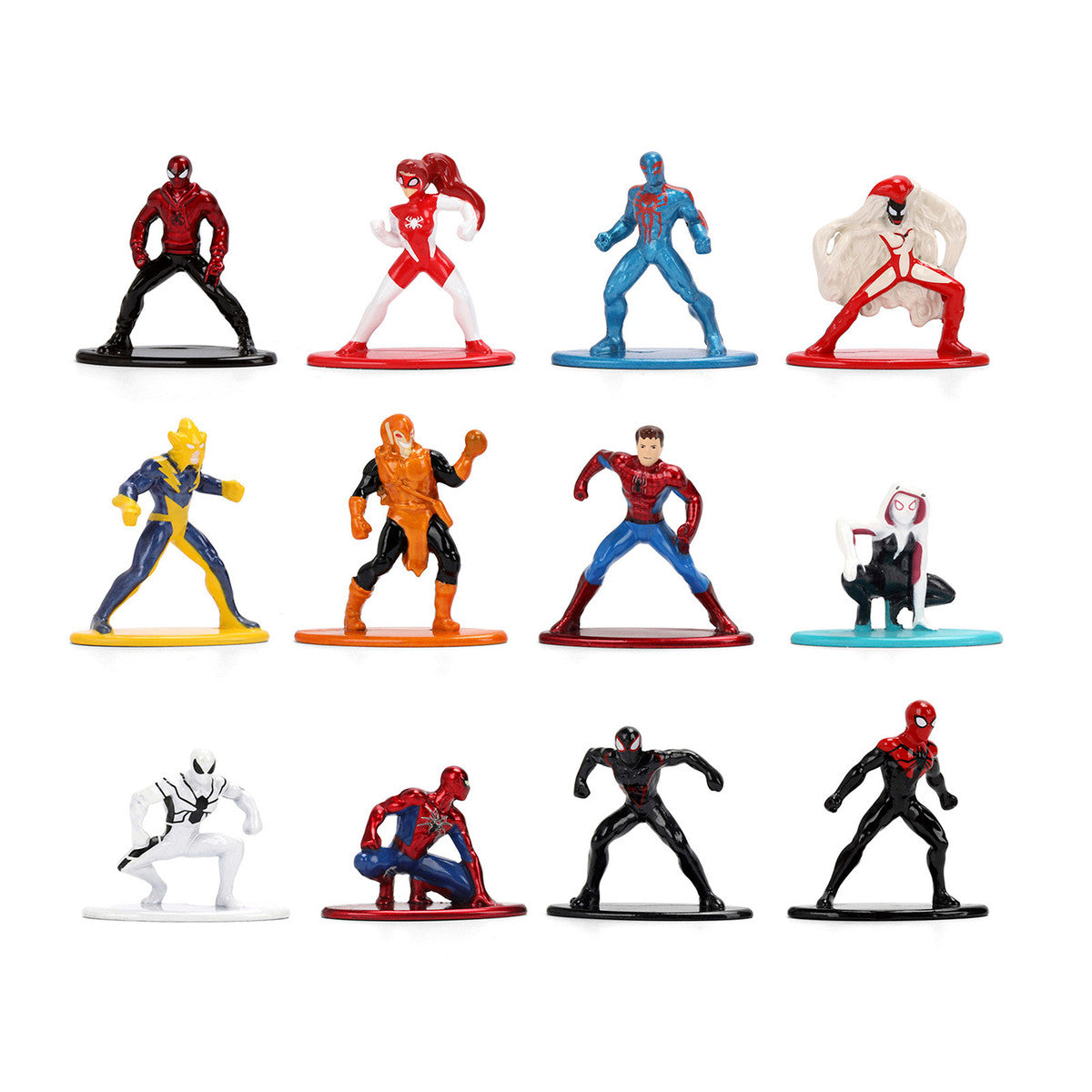 Set of 12 Diecast Figures "Spider-Man" Franchise "Nano Metalfigs" Series Diecast Models  by Jada