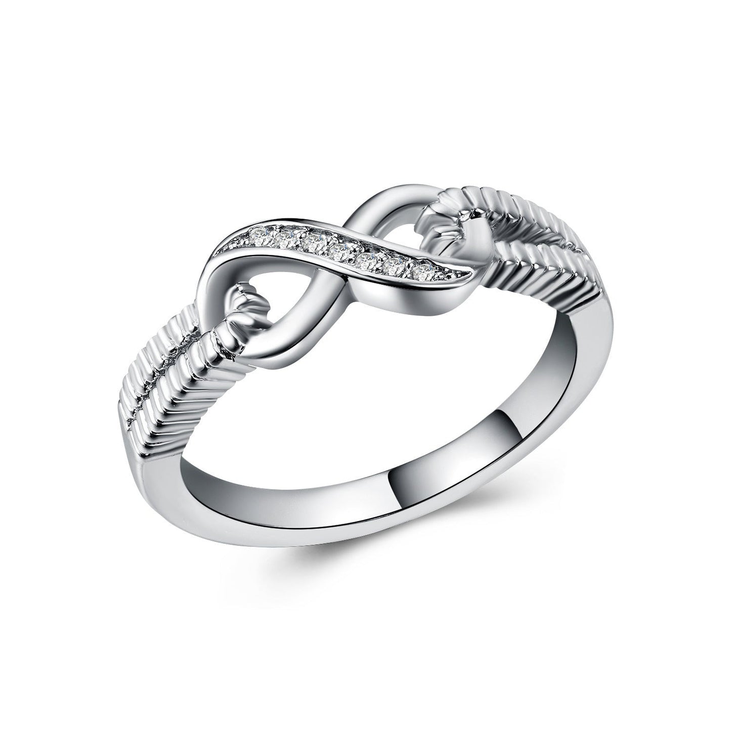 Fashion Women's Rings Copper Plated White Gold and Zircon Wedding Rings