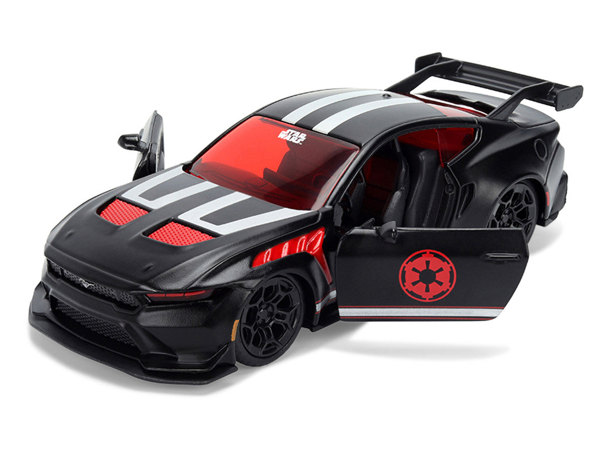 2025 Ford Mustang GTD "Darth Vader" Matt Black with Silver Stripes and Graphics "Star Wars" "Hollywood Rides" Series 1/32 Diecast Car Model by Jada