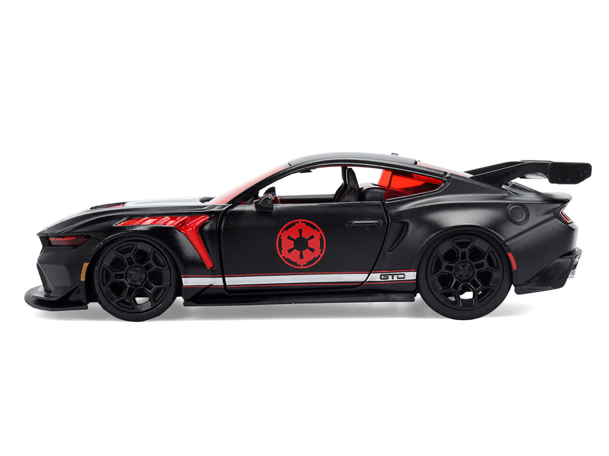 2025 Ford Mustang GTD "Darth Vader" Matt Black with Silver Stripes and Graphics "Star Wars" "Hollywood Rides" Series 1/32 Diecast Car Model by Jada
