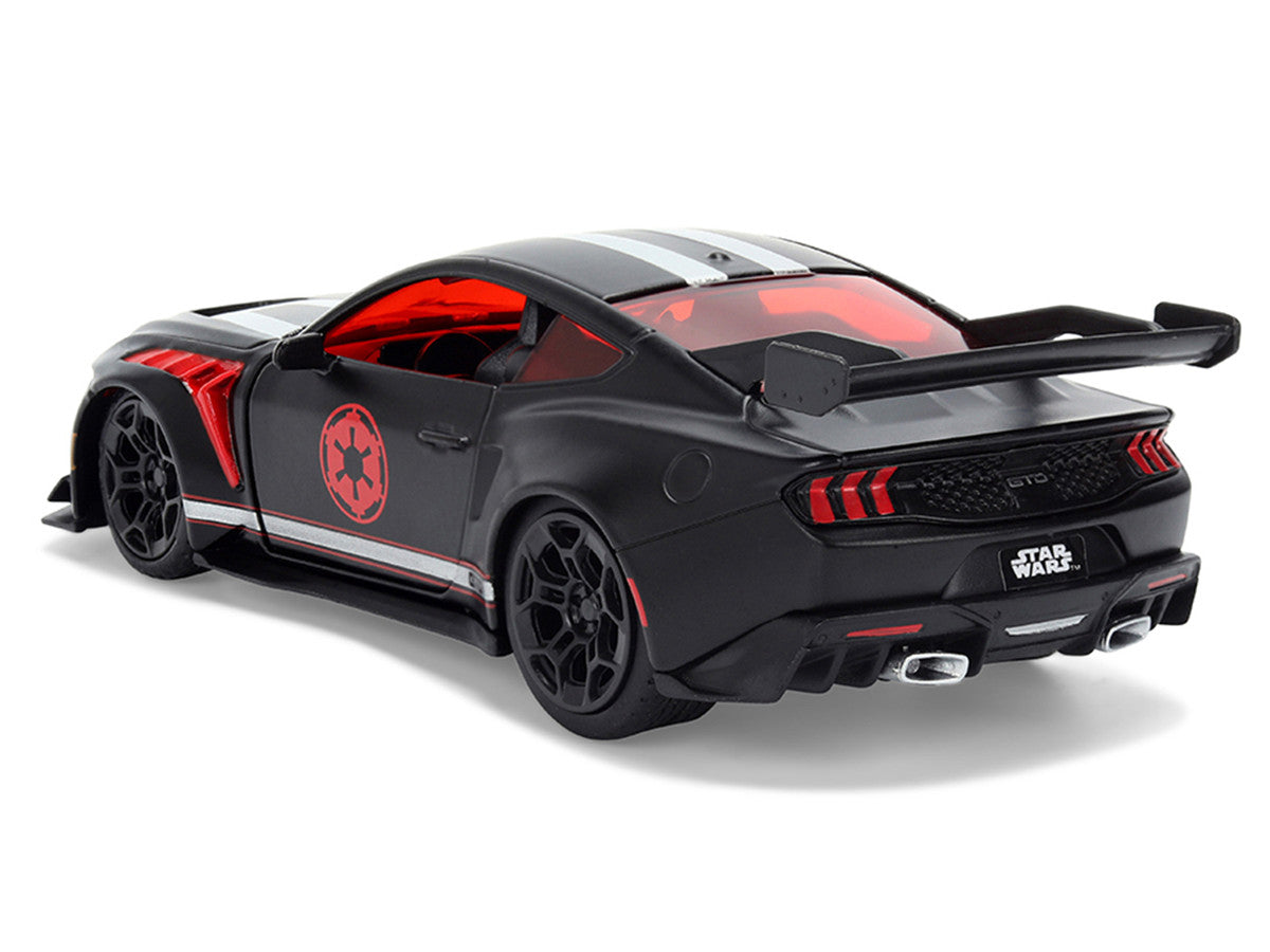 2025 Ford Mustang GTD "Darth Vader" Matt Black with Silver Stripes and Graphics "Star Wars" "Hollywood Rides" Series 1/32 Diecast Car Model by Jada
