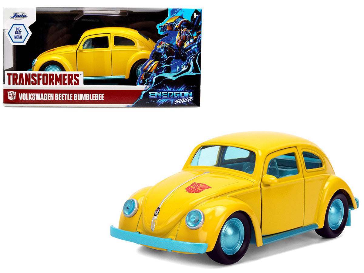 Volkswagen Beetle "Bumblebee" Yellow with Blue Interior "Transformers - Energon Surge" "Hollywood Rides" Series 1/32 Diecast Car Model by Jada