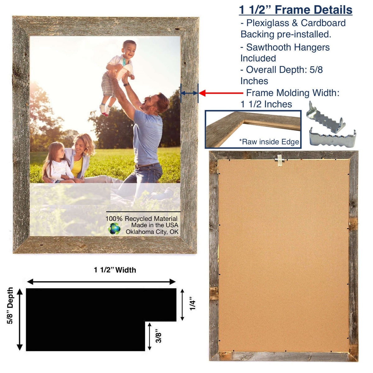 18X24 Rustic Smoky Black Picture Frame With Plexiglass Holder