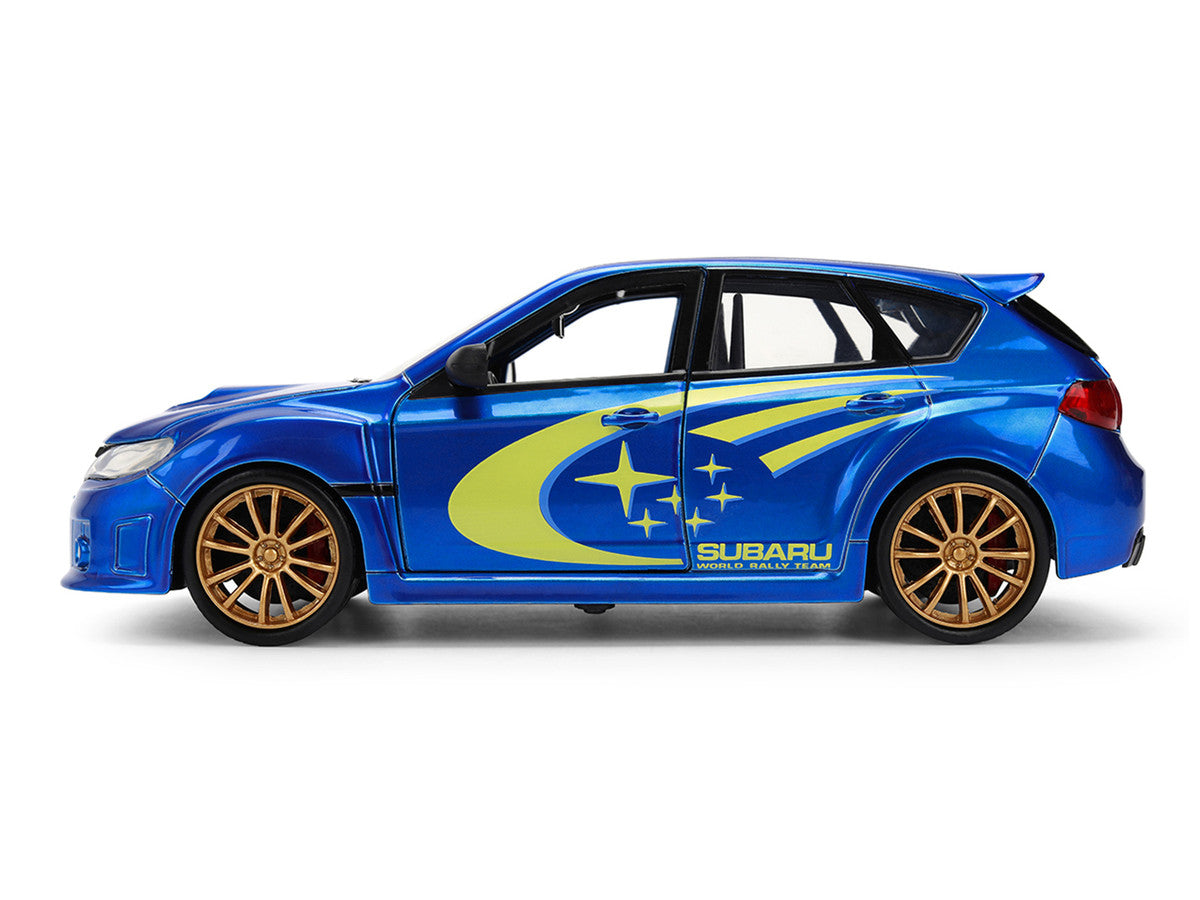 2012 Subaru Impreza WRX STI Blue Metallic with Yellow Graphics "JDM Tuners" Series 1/24 Diecast Car Model by Jada