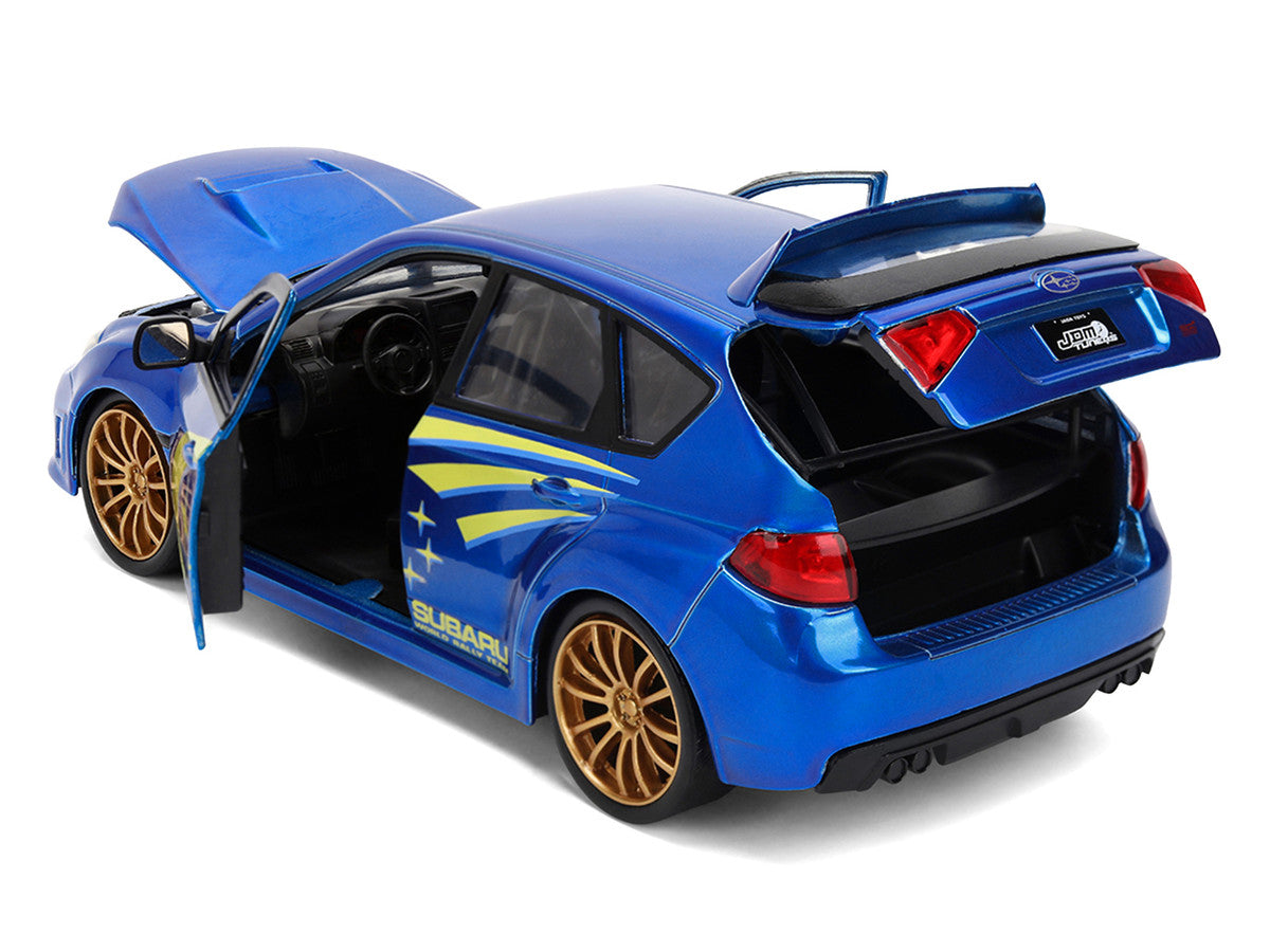 2012 Subaru Impreza WRX STI Blue Metallic with Yellow Graphics "JDM Tuners" Series 1/24 Diecast Car Model by Jada