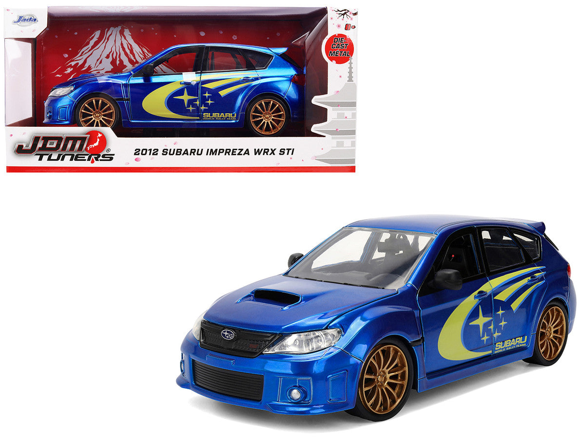 2012 Subaru Impreza WRX STI Blue Metallic with Yellow Graphics "JDM Tuners" Series 1/24 Diecast Car Model by Jada