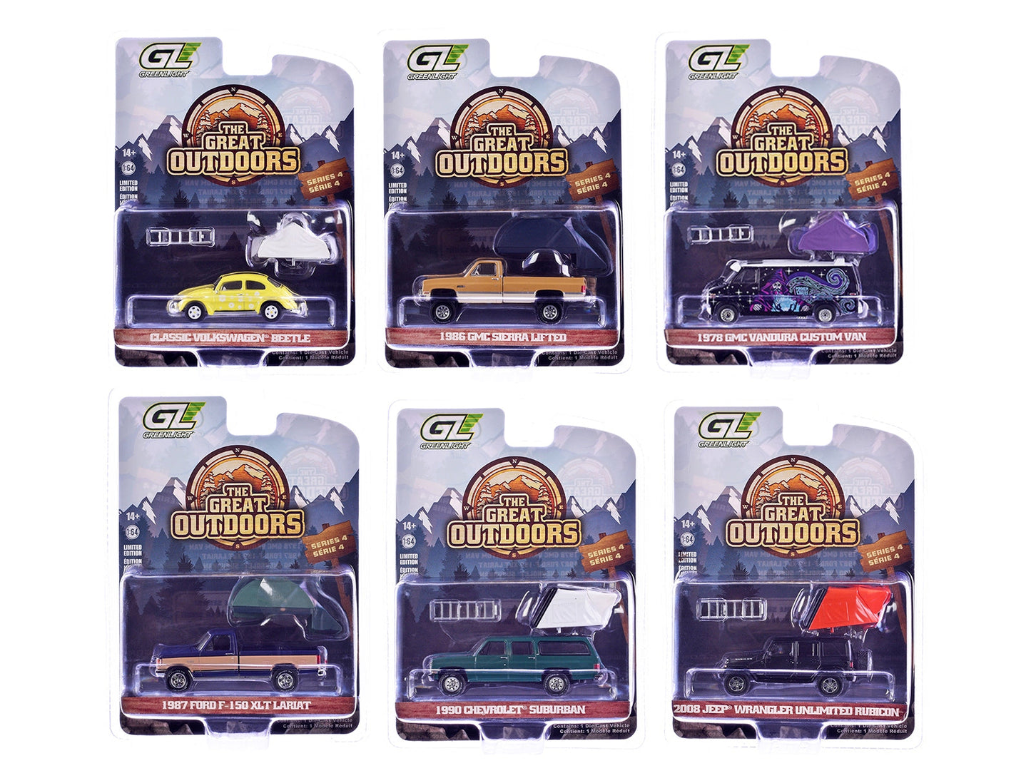 "The Great Outdoors" Series 4 Set of 6 pieces 1/64 Diecast Model Cars by Greenlight