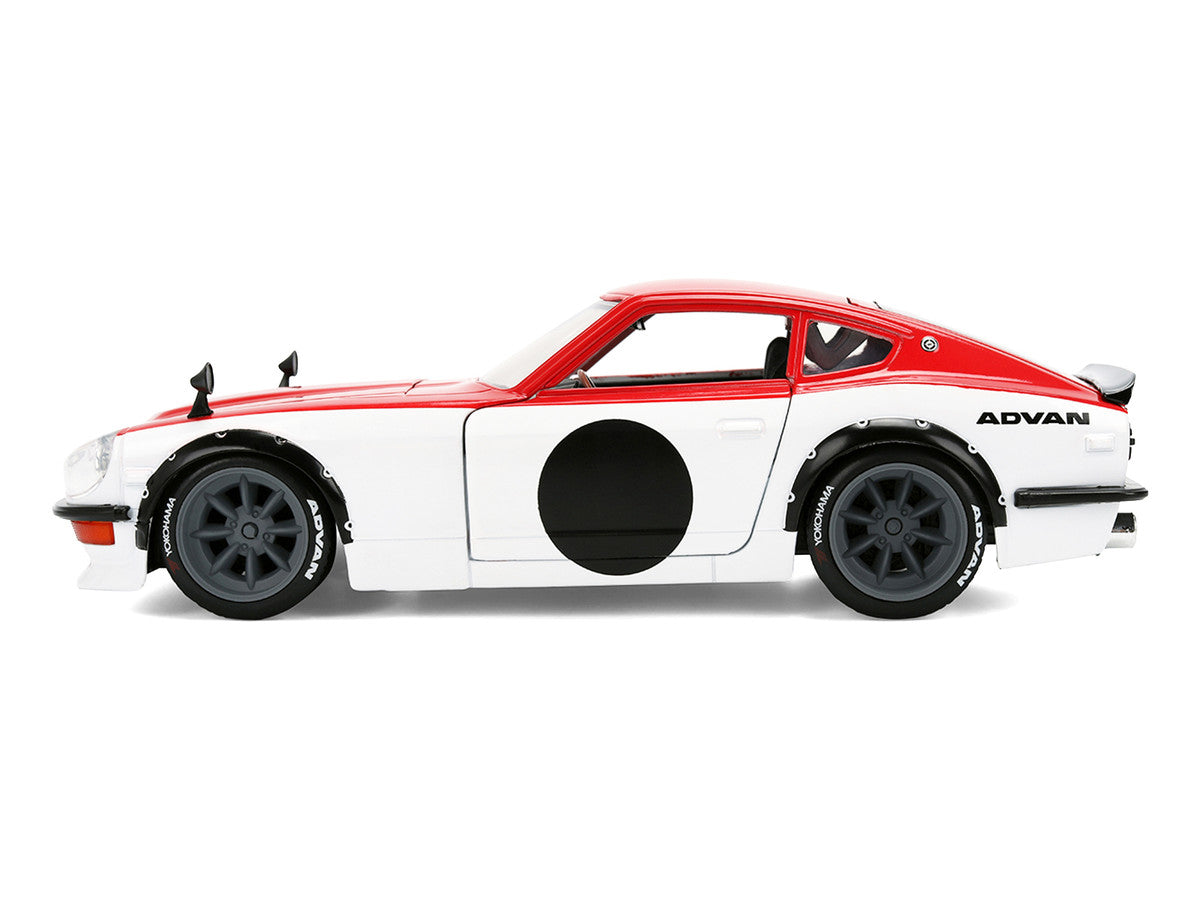 1972 Datsun 240Z Red and White "JDM Tuners" Series 1/24 Diecast Car Model by Jada