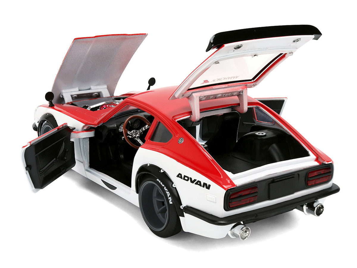 1972 Datsun 240Z Red and White "JDM Tuners" Series 1/24 Diecast Car Model by Jada