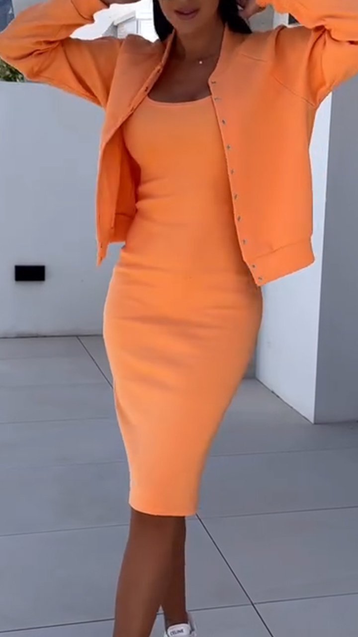 2026 European And American Cross Border Best Selling Autumn-winter New Style Dress And Jacket Women's Two Piece Set