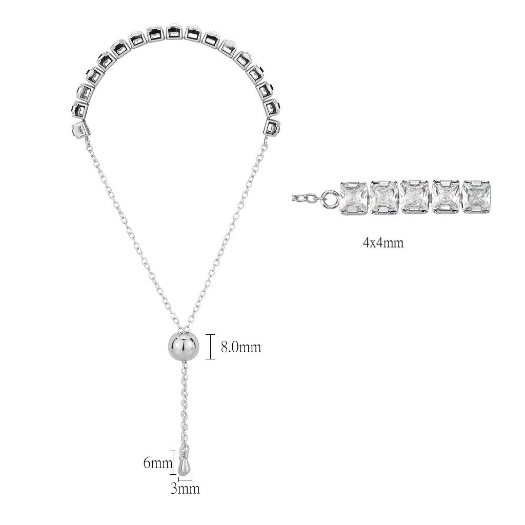 3W1670 - Rhodium Brass Bracelet with AAA Grade CZ in Clear