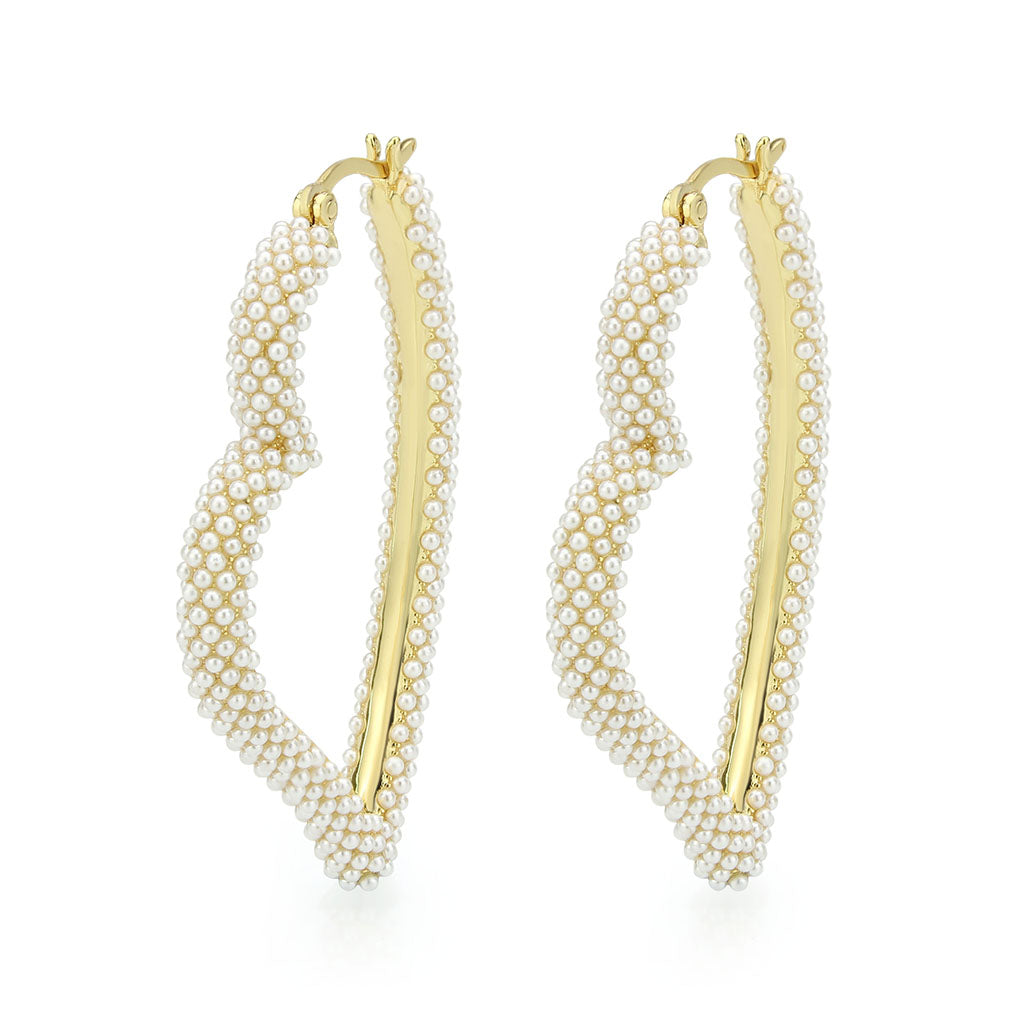 3W1781 - Flash Gold Brass Earring with Synthetic in White