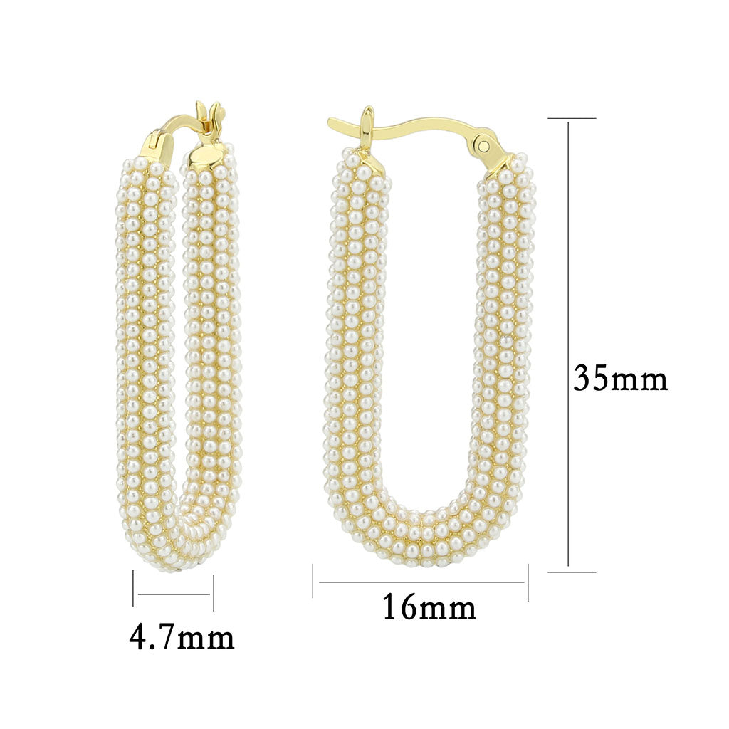 3W1783 - Flash Gold Brass Earring with Synthetic in White