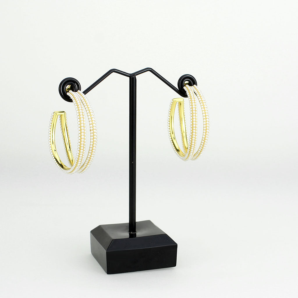 3W1789 - Flash Gold Brass Earring with Synthetic in White
