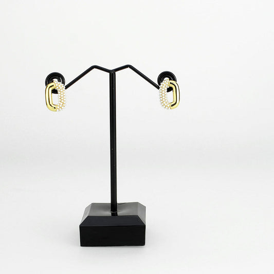 3W1793 - Flash Gold Brass Earring with Synthetic in White