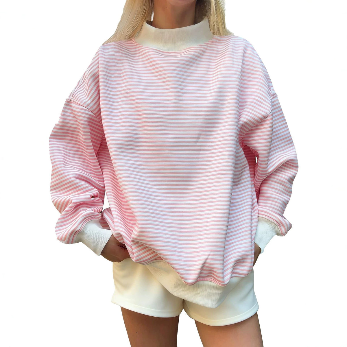 2026 Women's Fall New Fashion Casual Striped Long-Sleeved Pullover Loose Sweatshirt