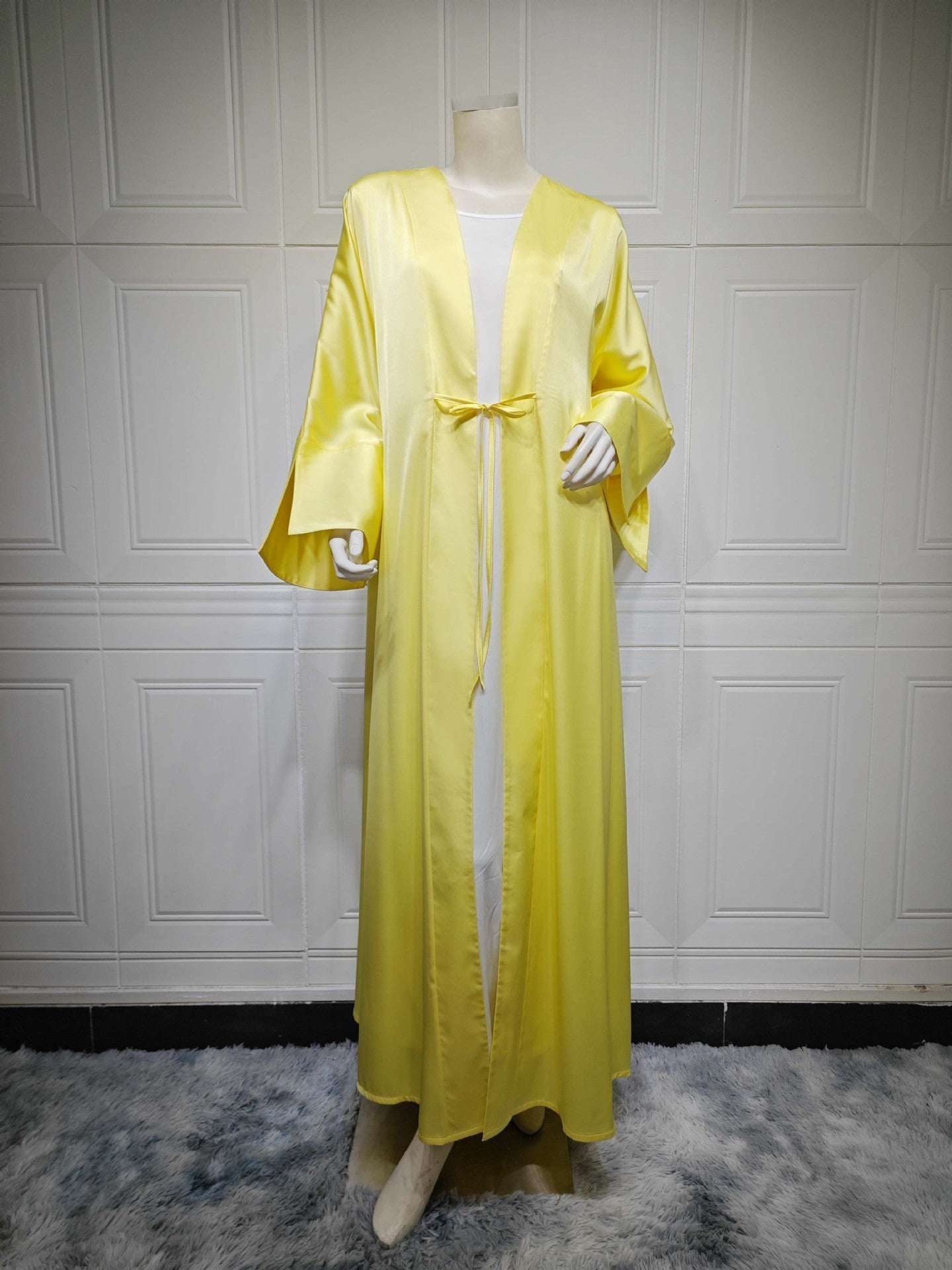 Middle East Muslim Robe Fashion Satin Soft Dress