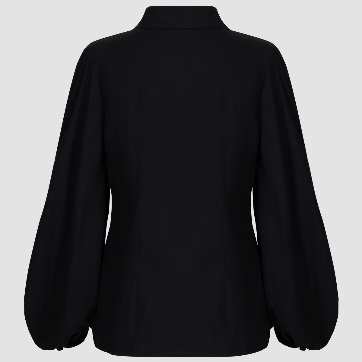 Black Oversized Collar Balloon Sleeve Shirt