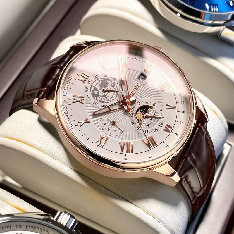 Automatic Waterproof Quartz Double Calendar Luminous Watch