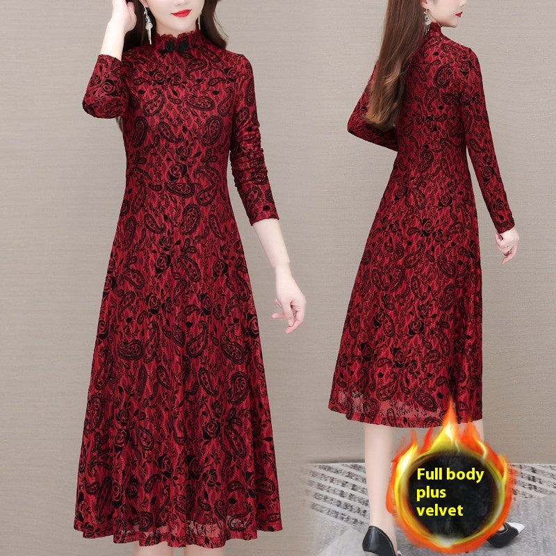 Fashion Personality Lace Velvet Dress Women