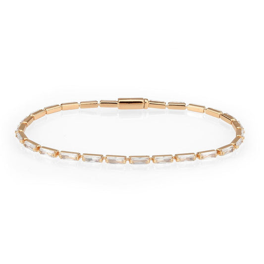 3W1708 - Rose Gold Brass Bracelet with AAA Grade CZ in Clear