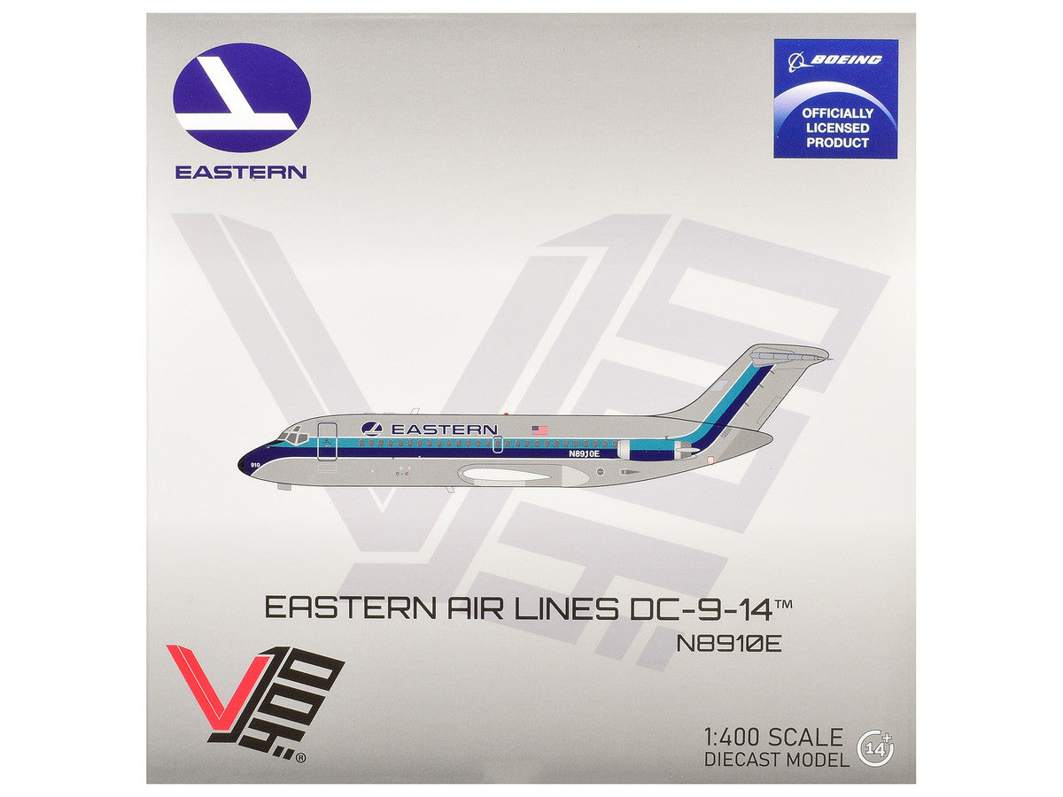 McDonnell Douglas DC-9-14 Commercial Aircraft "Eastern Air Lines" (N8910E) Silver with Blue Stripes 1/400 Diecast Model by V1:400