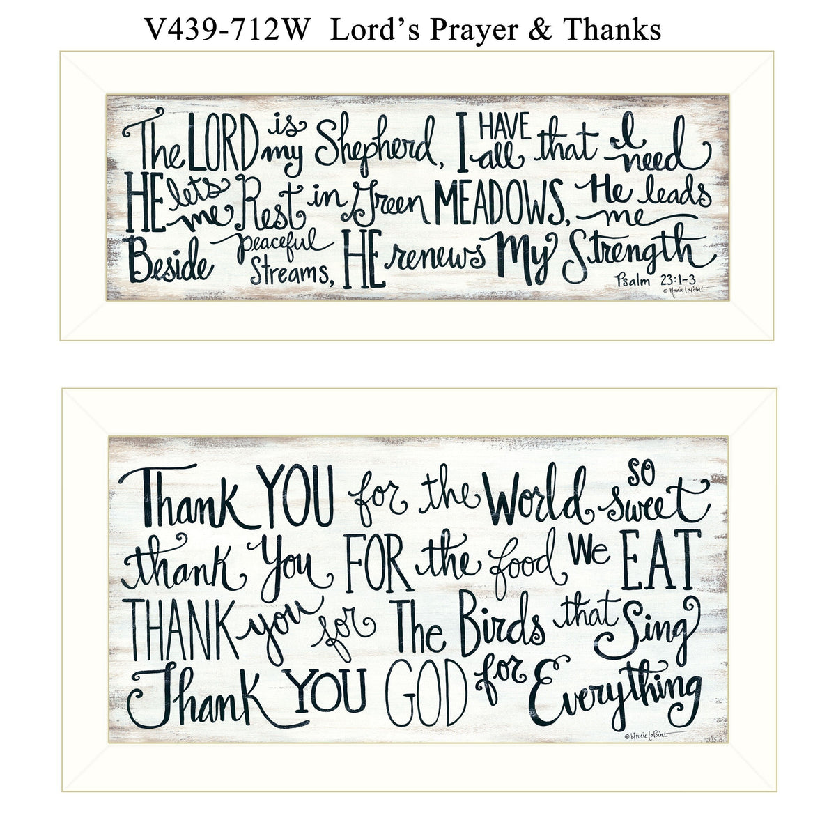 Set Of Two Thank You Lord 1 White Framed Print Wall Art
