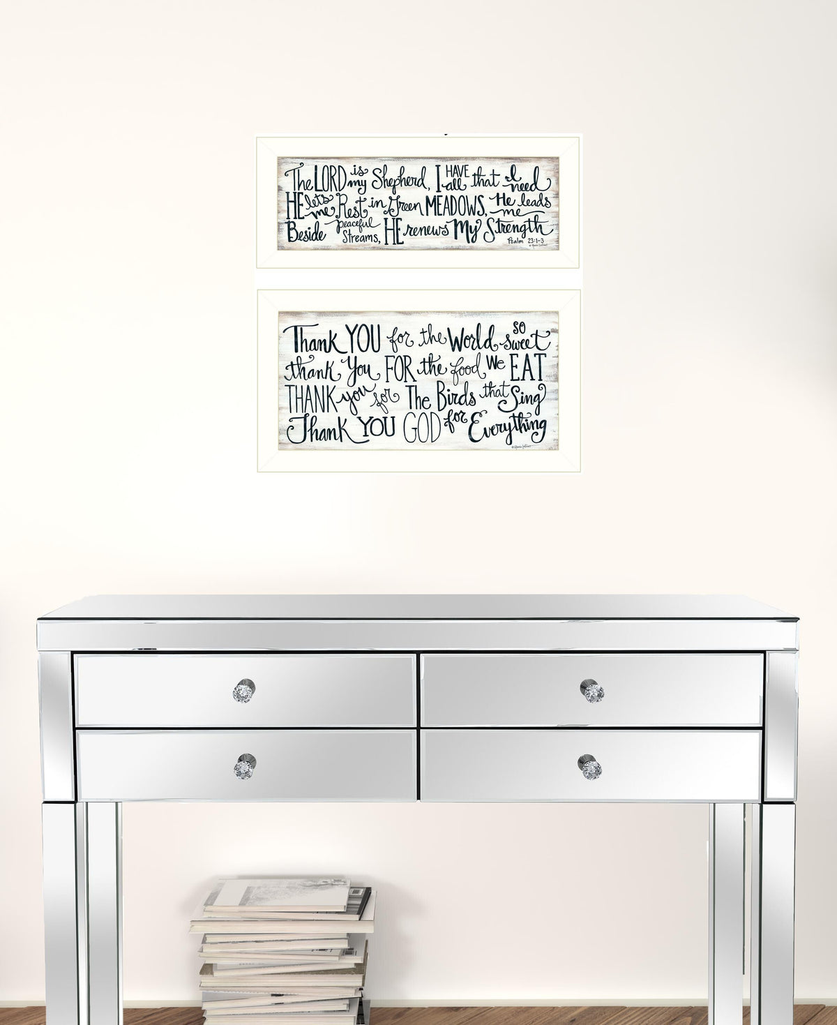 Set Of Two Thank You Lord 1 White Framed Print Wall Art