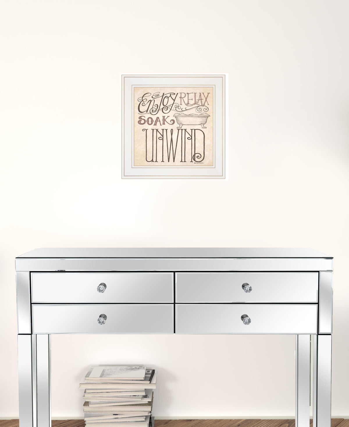 Set Of Two Soak and Unwind 2 White Framed Print Bathroom Wall Art