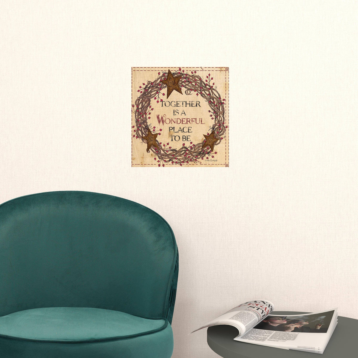 Set Of Two Together is a wonderful Place Black Framed Print Wall Art