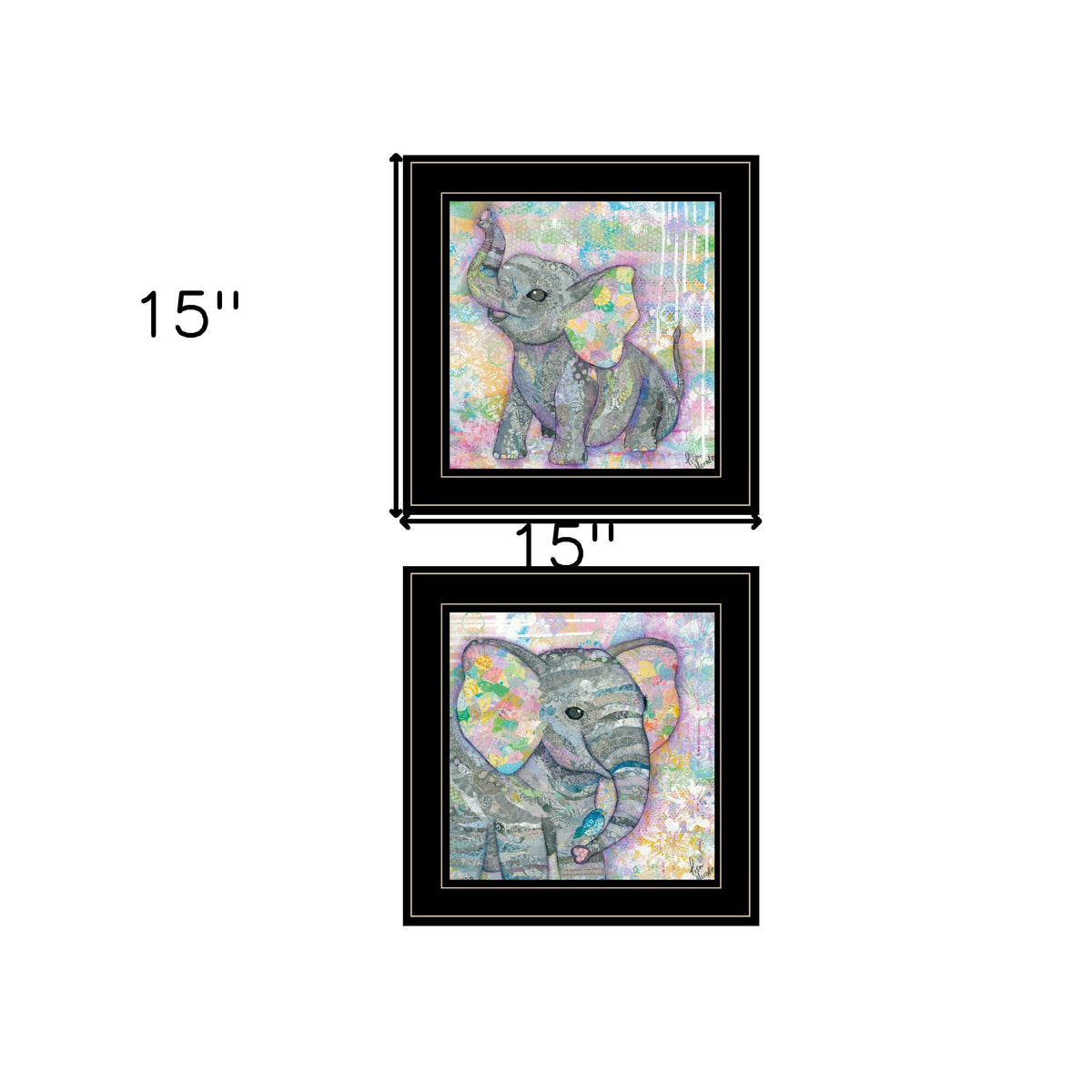 Set Of Two Elephant I and II 2 Black Framed Print Wall Art