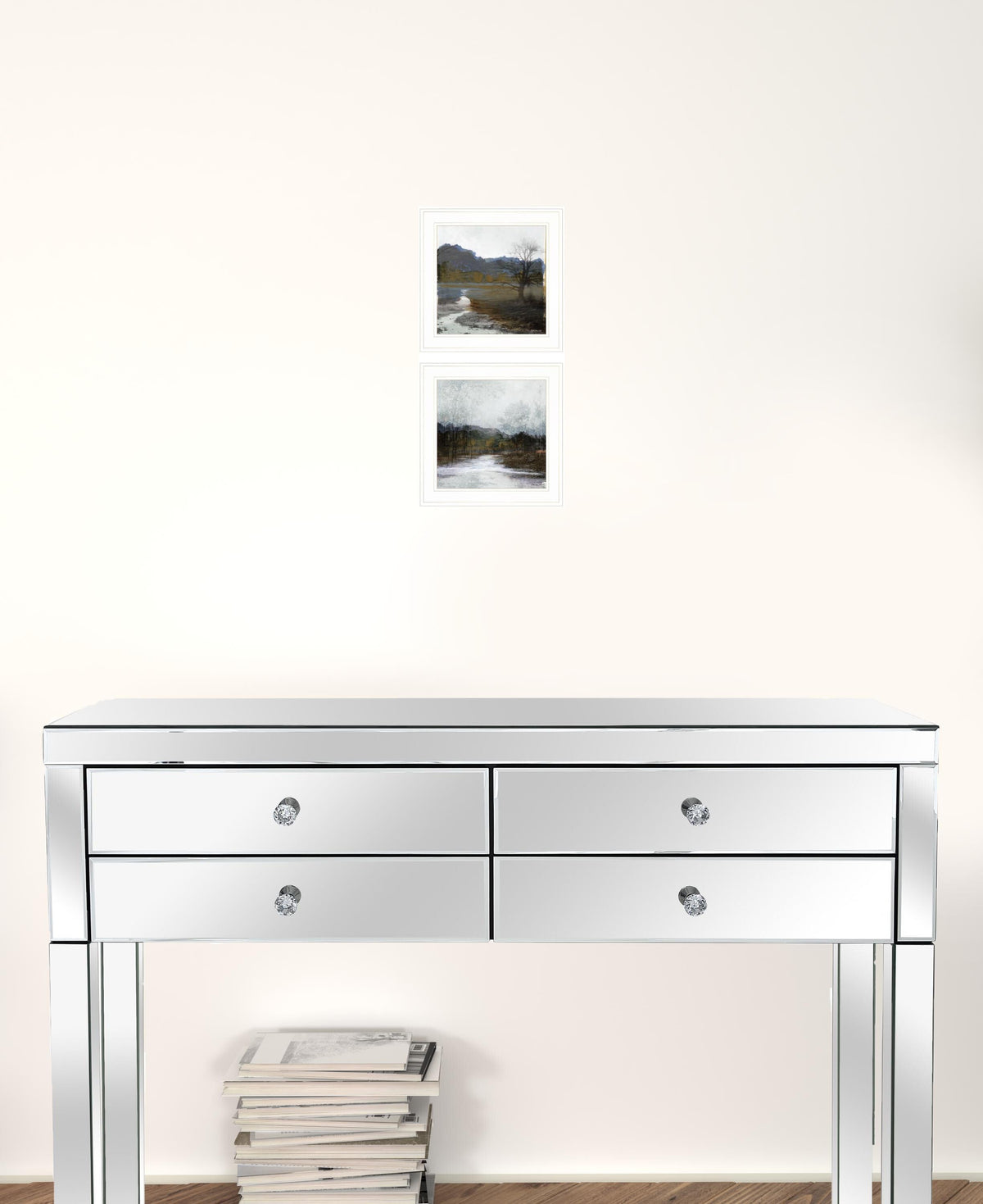 Set Of Two Winter Landscape 1 White Framed Print Wall Art