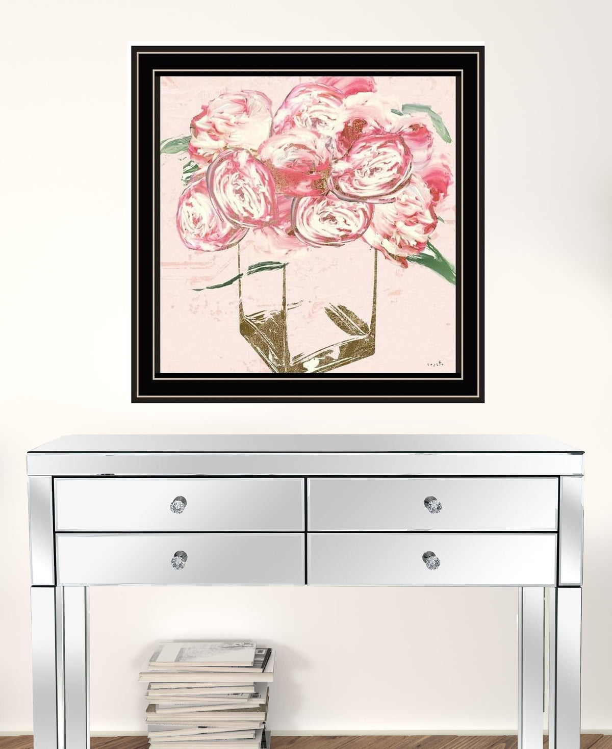 Set Of Two The Peonies 1 Black Framed Print Wall Art