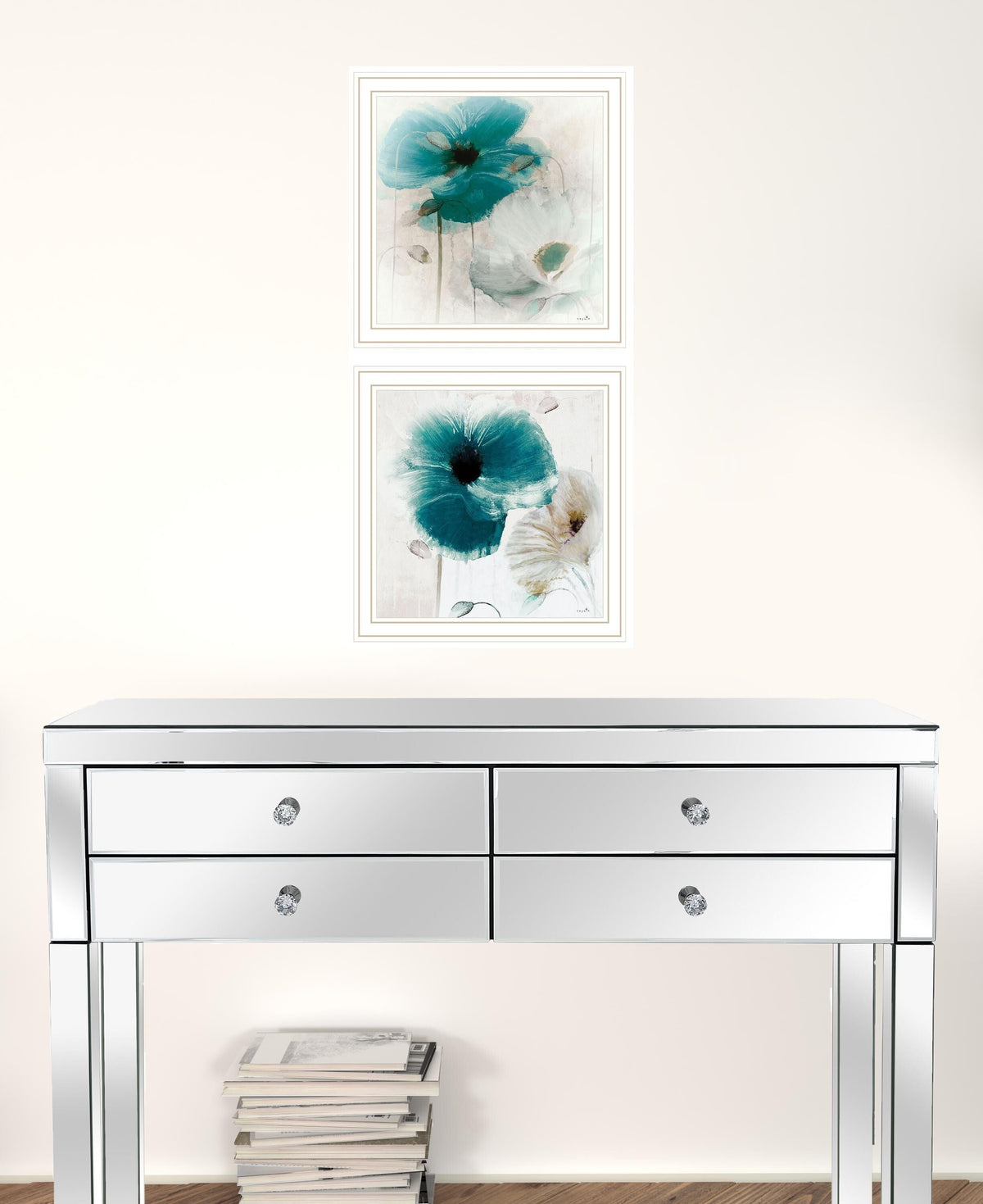 Set Of Two Poppy 2 White Framed Print Wall Art