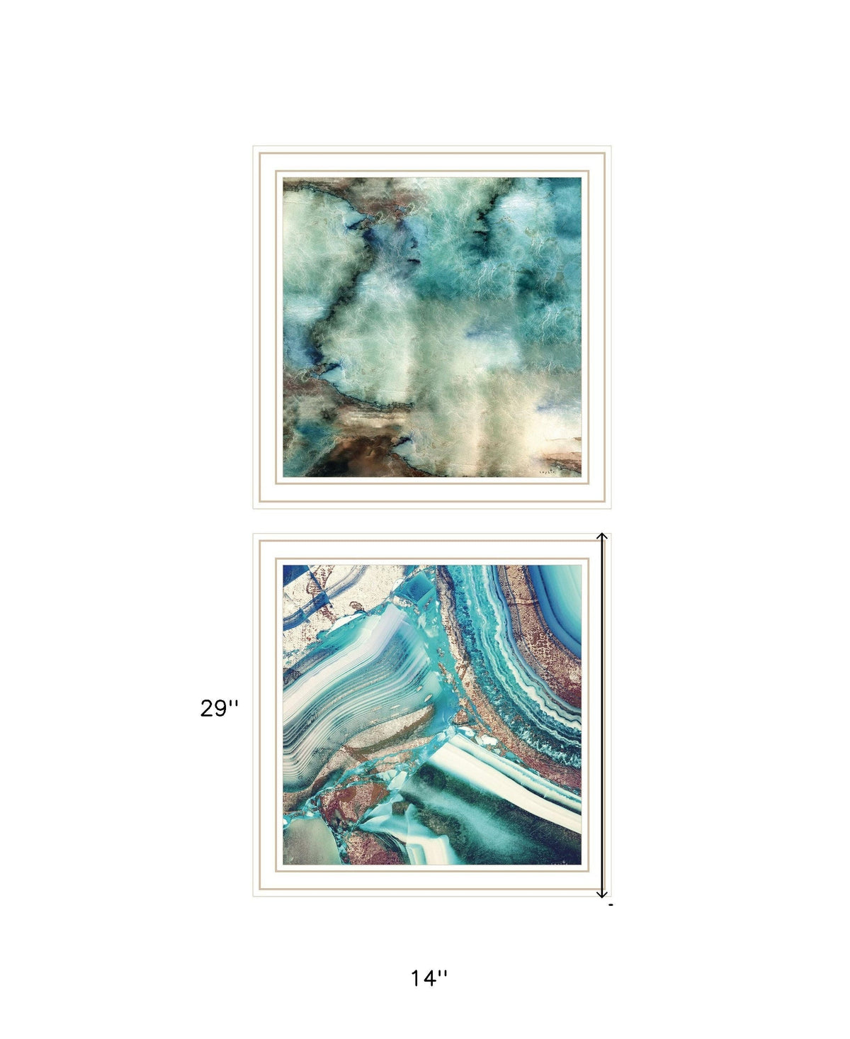 Set Of Two Earth tones I and Sea II 2 White Framed Print Wall Art