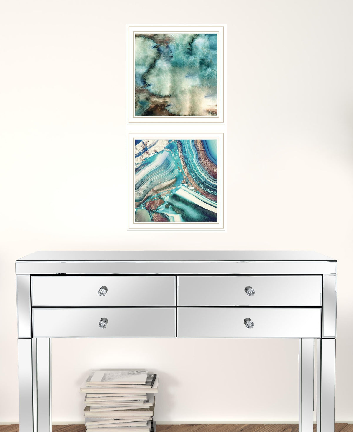 Set Of Two Earth tones I and Sea II 2 White Framed Print Wall Art