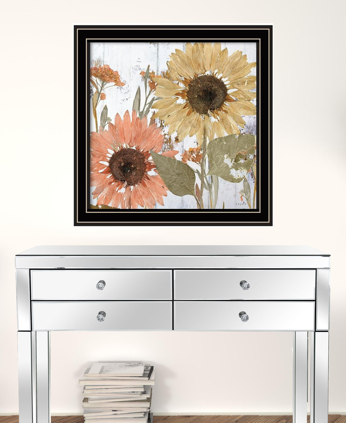 Set Of Two Earth to Petals 1 Black Framed Print Wall Art