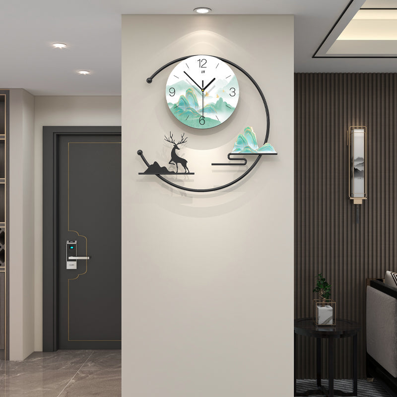 Modern Mountain Deer Wall Clock Artistic Living Room Home Decor