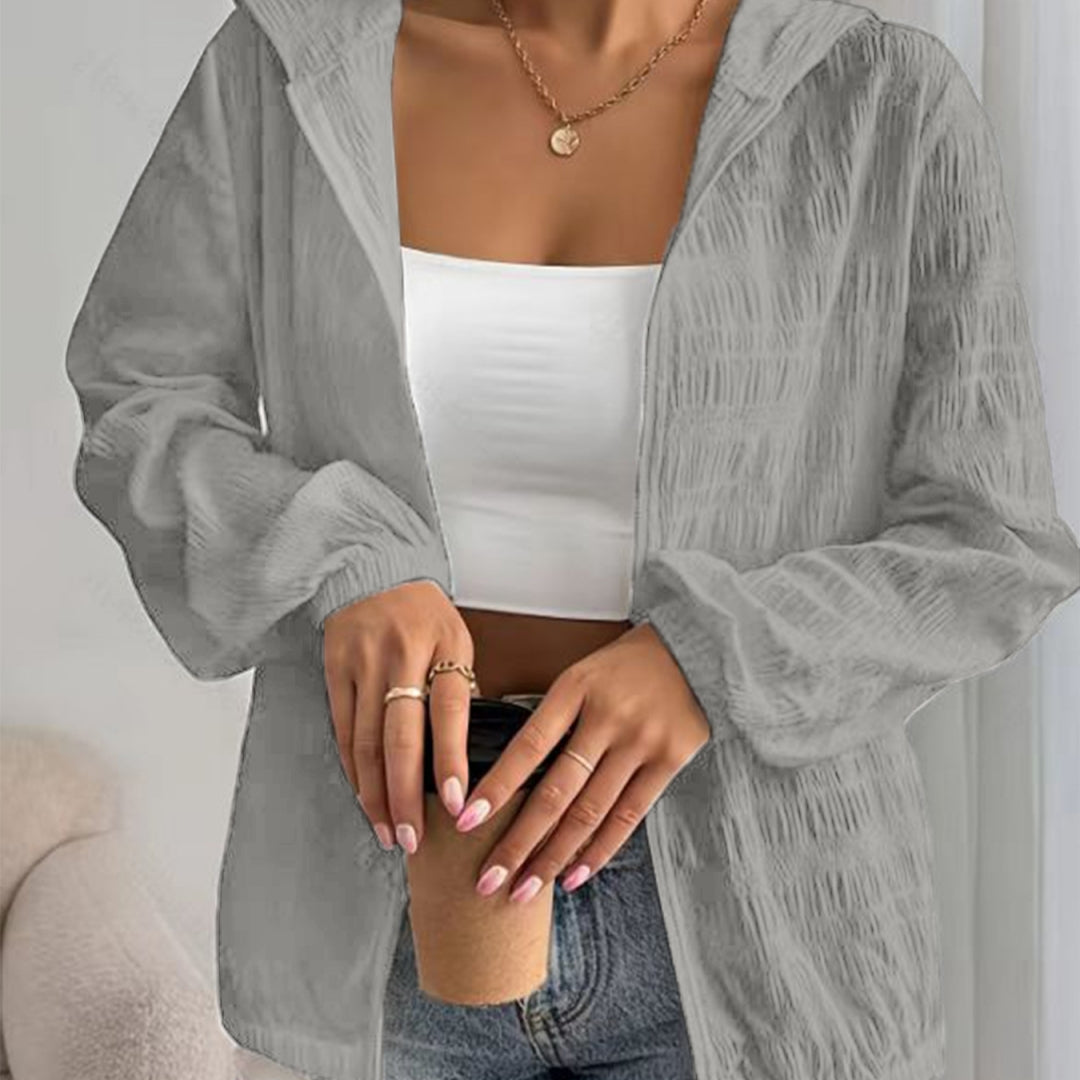 Solid Color Casual Zipper Long Sleeve