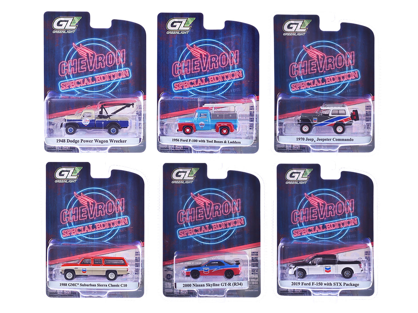 "Chevron Special Edition" Series 1 Set of 6 pieces 1/64 Diecast Model Cars by Greenlight