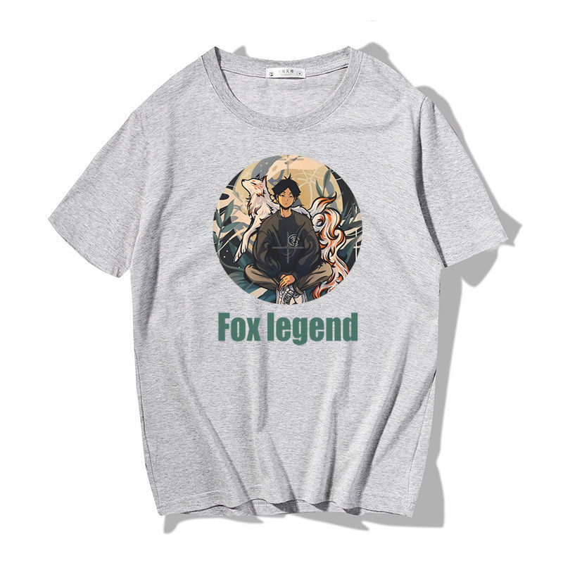 Short Sleeve T-shirt Men"s Fashion Brand Pure Cotton Harbor Style Versatile Summer New Loose Print Crew Neck Japanese