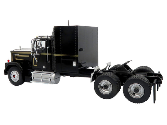 1980 GMC General Truck with Box Trailer Black with Gold Stripes and 1982 Pontiac Firebird Trans Am Black "Knight Set" "North American Vintage Truck Collection" Limited Edition to 252 pieces Worldwide 1/43 Diecast Model by Iconic Replicas