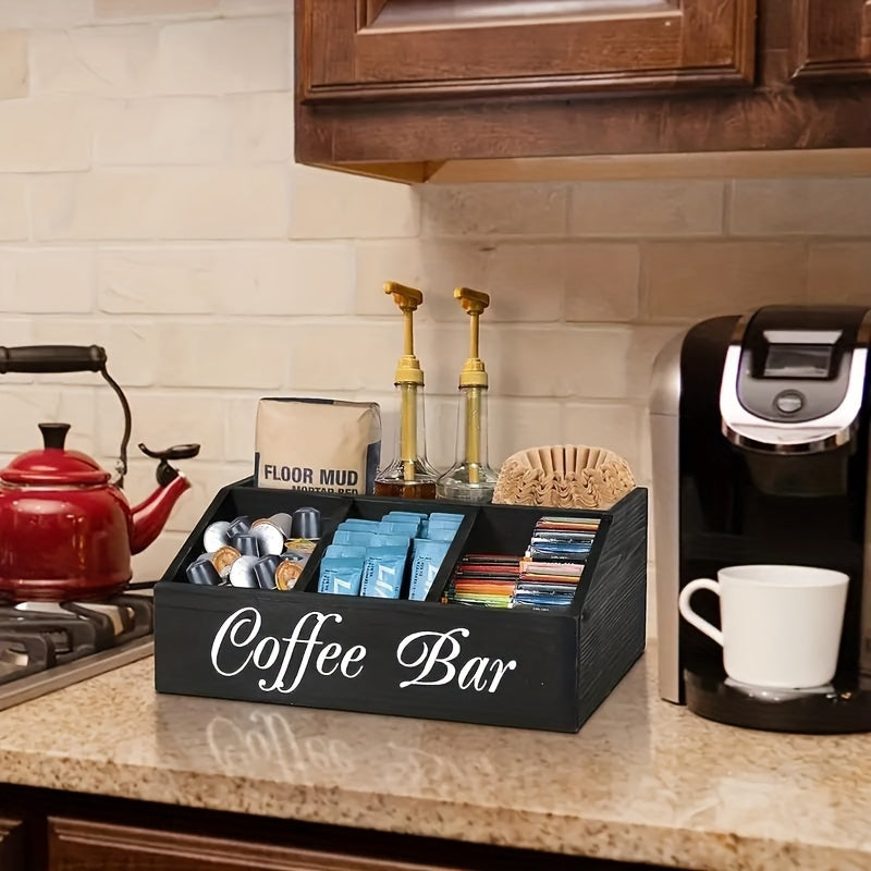 Coffee Bar Organizer - Rustic Wooden Nespresso Pod Holder, Declutter Your Kitchen Countertop or Office