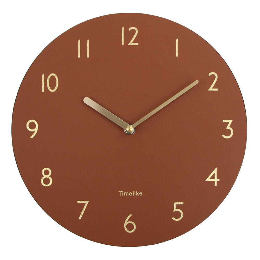 Creative Light Luxury Leather Wall Clock Silent Quartz