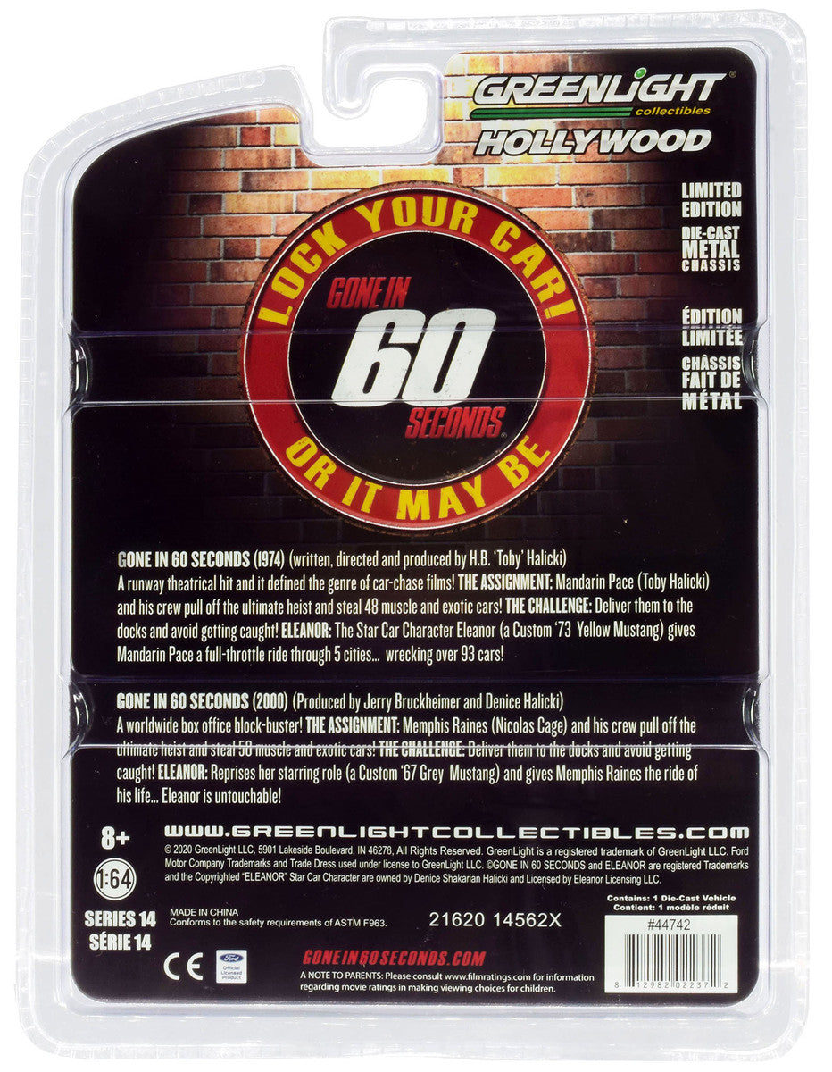 1967 Ford Mustang Custom "Eleanor" "Gone in 60 Sixty Seconds" (2000) Movie 1/64 Diecast Car Model by Greenlight