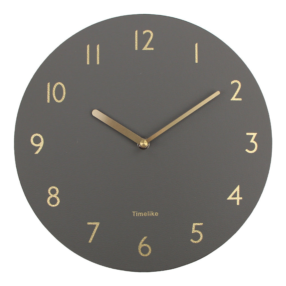 Creative Light Luxury Leather Wall Clock Silent Quartz