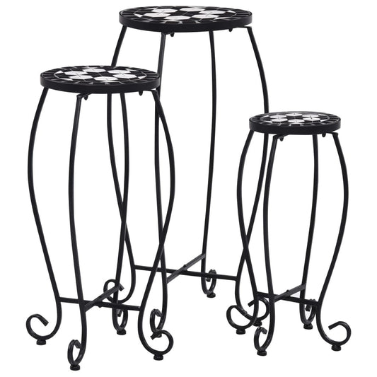 Mosaic Tables 3 pcs Black and White Ceramic